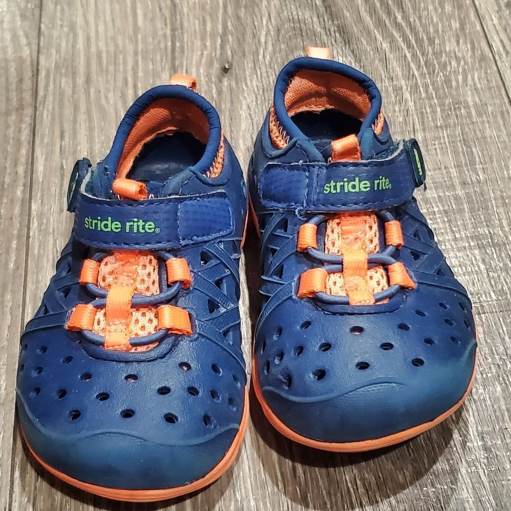 Baby Boys Stride Rite Water Shoes Size 4 Blue and Orange Kids Water Footwear